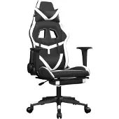 vidaXL Gaming-Stuhl mit Fußstütze Schwarz und Weiß Kunstleder