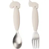 Done by Deer Friends Easy-grip And Fork Set Deer Sand Löffel