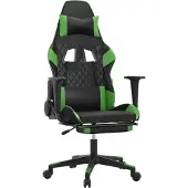 vidaXL Gaming-Stuhl mit Massage & Fußstütze Schwarz & Grün Kunstleder