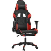 vidaXL Gaming-Stuhl mit Massage & Fußstütze Schwarz & Rot Kunstleder