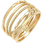 Elli Ring Stapelringe Stacking Bandring 5Er Set 925 Silber Elli Gold