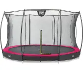 Exit Silhouette Trampolin ø366cm, mit Sicherheitsnetz, Bodentrampolin, Rund, für Kinder, Rosa