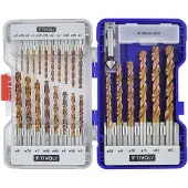 Tivoly Set 25 Metallbohrer FURIUS HSS beschichtet FUSIO Kreuzspitze Ø 2 bis 13mm + 1 Nussbaumfräser Ø 15mm - 11454170002