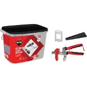 Rubi | Fliesennivelliersystem | 100 Nivellierkeile + 100 Kabelbinder 1,5 mm für Keramik zwischen 3 und 12 mm + 1 Fliesenzange | Delta Level System