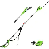 Greenworks G24PSHK2 2-in-1 Akku Stabheckenschere inkl. Akku 2Ah und Ladegeraet
