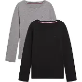 Tommy Hilfiger Boys 2-pack Ls Tee Medium Grey Ht/black Größe: 12-14 | T-Shirts Outlet | kids | Grau