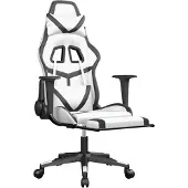 vidaXL Gaming-Stuhl mit Massage & Fußstütze Weiß & Schwarz Kunstleder
