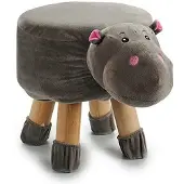 Giftdeco Hocker in Tierform Nilpferd, mit Stoff überzogen, grau 40 x 30 x 27cm