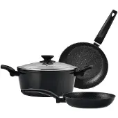 Fagor *s.of*Set 2 Bratpfannen + 1 vivant Topf schwarz Aluminium 3004
