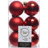 Décoris Kaemingk Weihnachtsbaumkugeln Bruchfest 6 cm 12 Stueck Weihnachtsrot
