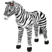vidaXL Plüschtier Zebra Stehend Plüsch Schwarz und Weiß XXL