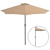 vidaXL Balkon-Sonnenschirm mit Alu-Mast Taupe 270x144 cm Halbrund