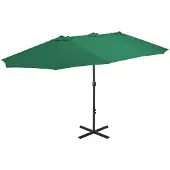 vidaXL Sonnenschirm mit Aluminium-Mast 460x270 cm Grün