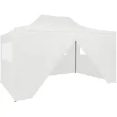 vidaXL Profi-Partyzelt Faltbar mit 4 Seitenwänden 280x410x315 cm Stahl Weiß