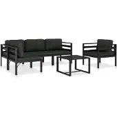 vidaXL 6-tlg. Garten-Lounge-Set mit Kissen Aluminium Anthrazit