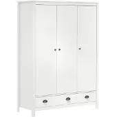 vidaXL Kleiderschrank mit 3 Türen Hill Weiß 127x50x170 cm Kiefernholz