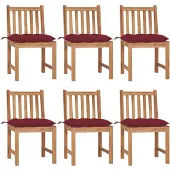 vidaXL Gartenstühle 6 Stk. mit Kissen Massivholz Teak