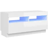 vidaXL TV-Schrank mit LED-Leuchten Hochglanz-Weiß 80x35x40 cm