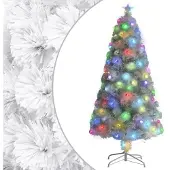 vidaXL Künstlicher Weihnachtsbaum mit Beleuchtung Weiß 120cm Glasfaser
