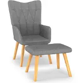 vidaXL Relaxsessel mit Hocker Dunkelgrau Stoff