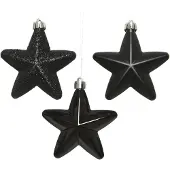 Décoris Christbaumschmuck Kunststoff Sterne Weihnachtsbaumschmuck Anhänger schwarz