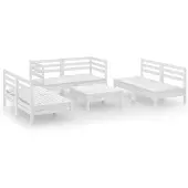 vidaXL 7-Tlg Garten-Lounge-Set Weiß Massivholz Kiefer 3082558