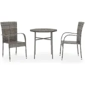 vidaXL 3-tlg. Garten-Essgruppe Poly Rattan Grau