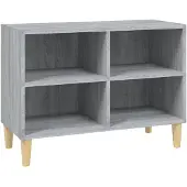 vidaXL TV-Schrank mit Massivholz-Beinen Grau Sonoma 69,5x30x50 cm