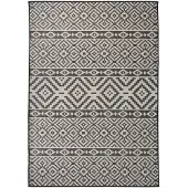 vidaXL Outdoor-Teppich Flachgewebe 140x200 cm Schwarz Gestreift