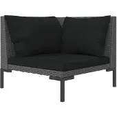 vidaXL Gartensofa mit Kissen Halbrundes Poly Rattan