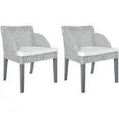 vidaXL Esszimmerstühle mit Kissen 2 Stk. Grau Natur Rattan