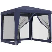 vidaXL Partyzelt mit 4 Mesh-Seitenwänden Blau 2,5x2,5 m HDPE