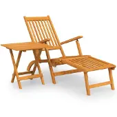 vidaXL Gartenliege mit Fußteil und Tisch Massivholz Akazie