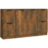 vidaXL Sideboards 3 Stk. Räuchereiche Holzwerkstoff