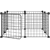 vidaXL 8-Panel-Haustierkäfig mit Tür Schwarz 70x70x35 cm Stahl