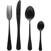 JJA SG Secret de Gourmet Besteck-Set Shadow 16-tlg., Essbesteck für 4 Personen, Edelstahl, Schwarz, 154001