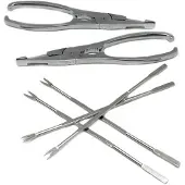 Vin Bouquet NERTHUS FIH 259 - Set de utensils de seafood de Edelstahl, zwei Zangen und vier Spieße
