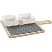 DKD Home Decor Tapas Set Schalen, Brett und Schieferplatte