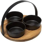 Secret De Gourmet 4-teiliges Snack-Set aus schwarzem Akazienholz