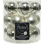 Décoris Weihnachtsbaumkugeln Glas Ø 4 cm silber 18 Stück