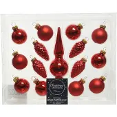 Kaemingk Set aus 15 Christbaumschmuck Glas Rot
