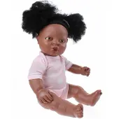 Berjuan Neugeborenes Afrikanisches Mädchen Mit Kleidung Puppe 38 Cm