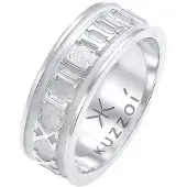 KUZZOI Ring Herren Bandring Römische Zahlen 925 Silber Kuzzoi Silber