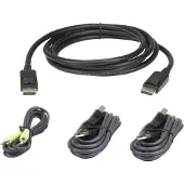 Aten 1,8 M USB DisplayPort Secure KVM Kabel-Set, 1,8 m, DisplayPort, Schwarz, USB Type-A/3.5mm + DisplayPort, USB Type-B + 3.5mm + DisplayPort, Männlich