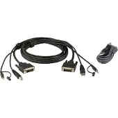 Aten 3 M USB DVI-D Dual Link Secure KVM Kabel-Set, 3 m, DVI-D, Schwarz, USB Type A, 3.5 mm, DVI-D, USB Type B, 3.5 mm, DVI-D, Männlich