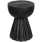 MUST Living Beistelltisch Trophy aus Suarholz, modern und handgefertigt, rund, schwarz, Ø 34 cm