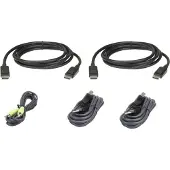 Aten 1,8 M USB DisplayPort Dual Display Secure KVM Kabel-Set, 1,8 m, USB, USB, DisplayPort, Schwarz, USB Type-A/3.5mm/DisplayPort