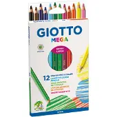 Giotto 2256 00 - Mega, Kartonetui 12 sortierte Dickkernfarbstifte
