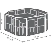 Perel Outdoor-Abdeckung für Garten-Set, grau, achteckig, 220 cm x 220 cm x 95 cm