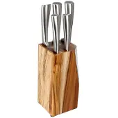 Secret De Gourmet Messerständer aus Holz, kompaktes Set mit 5 Edelstahlmessern